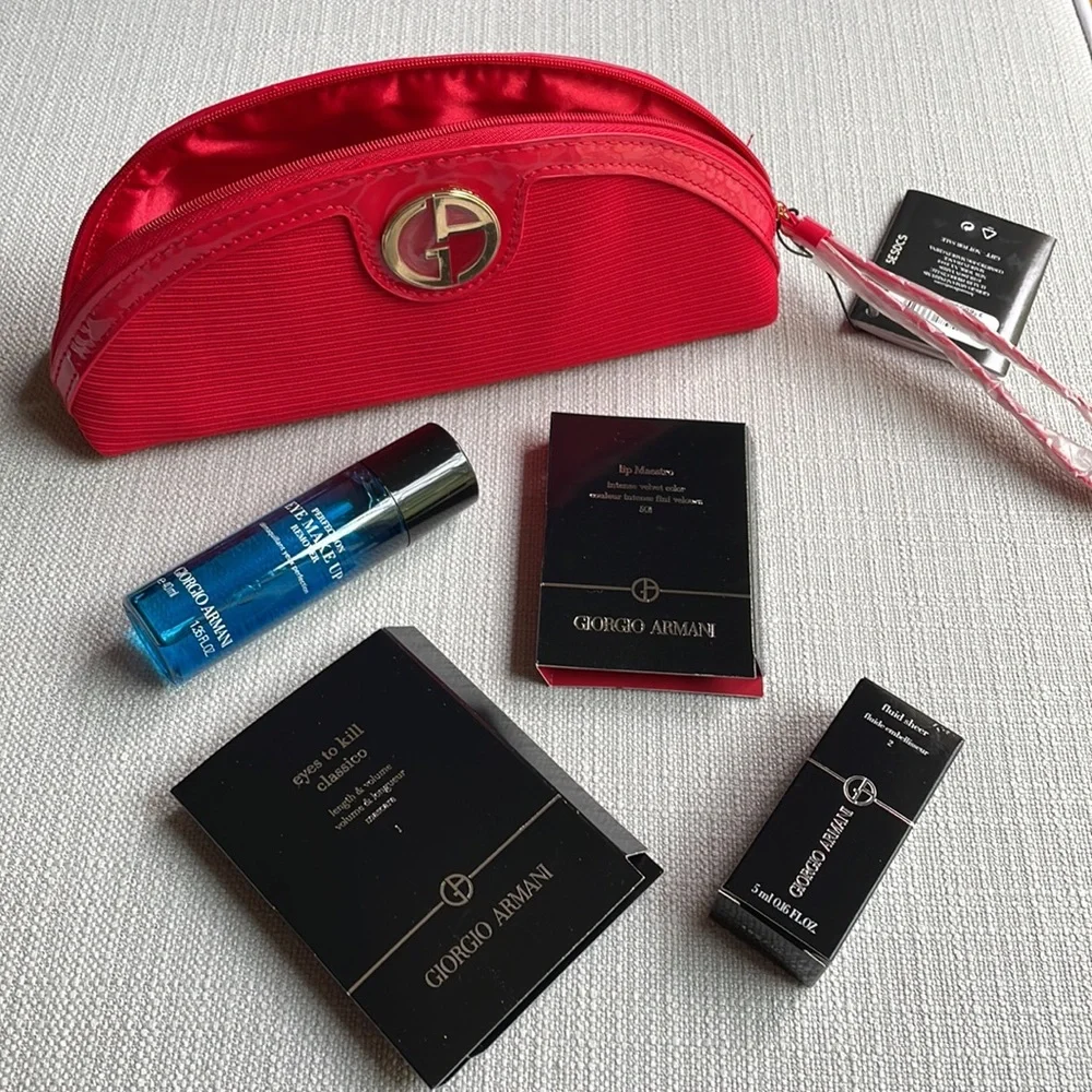 Giorgio Armani red wristlet beauty makeup bundle